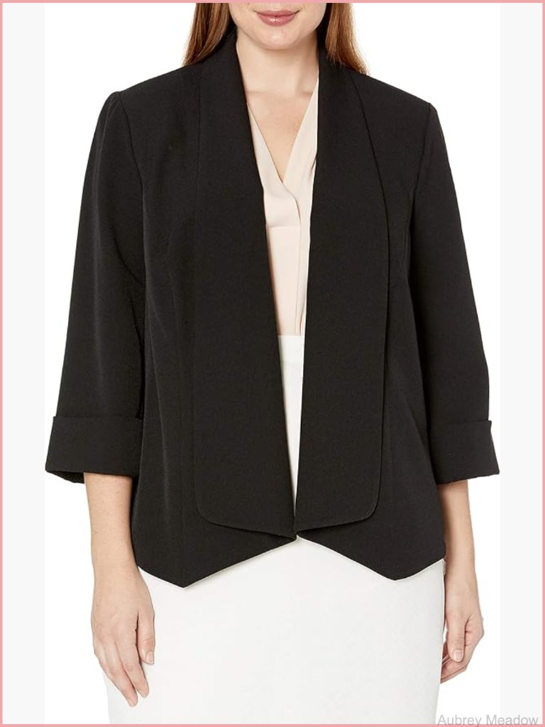Women's Plus-Size Stretch Crepe Flyaway Blazer - Office Wear
